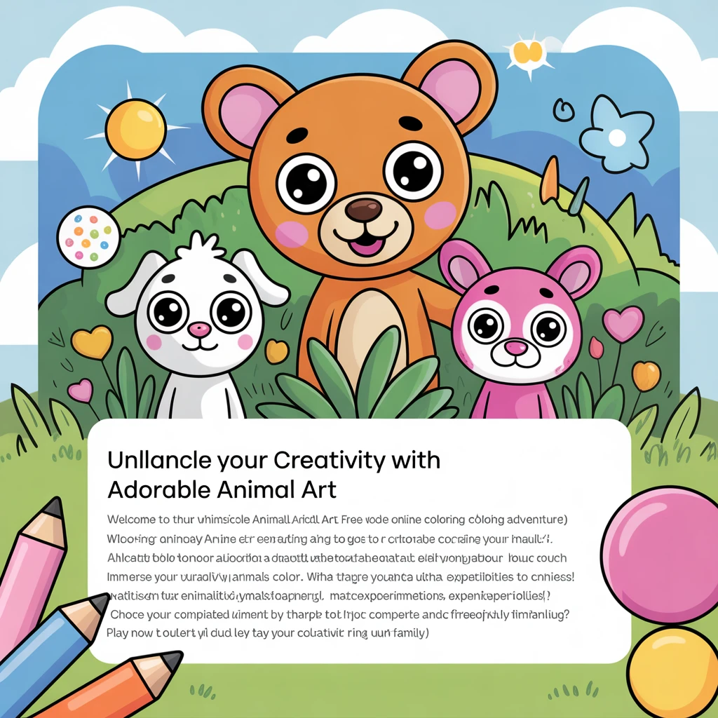 Cover image of Adorable Animal Art: Free Online Coloring Adventure
