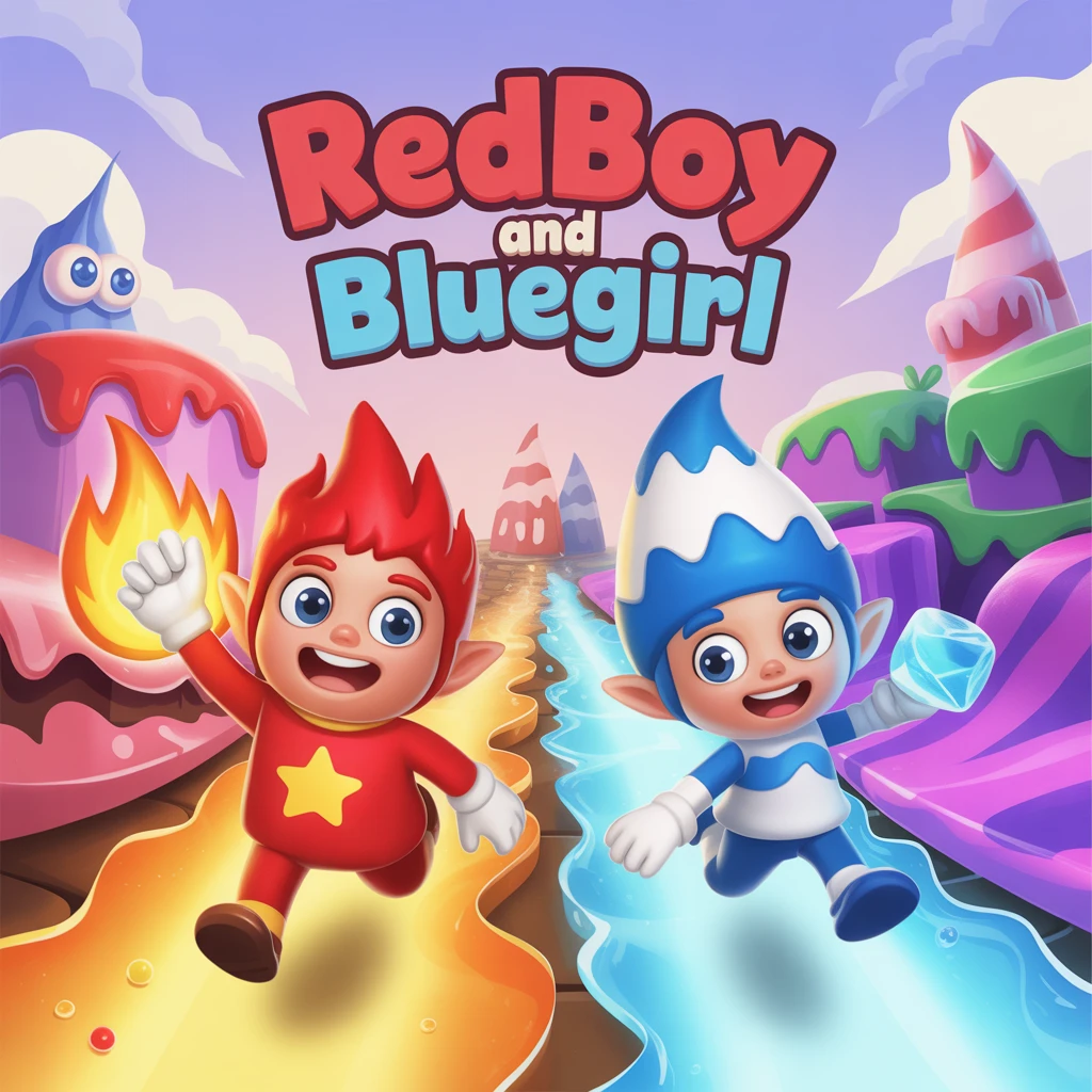 Cover image of Adventures of RedBoy and BlueGirl in the Sweet Candy Worlds - Play Free Online Game!