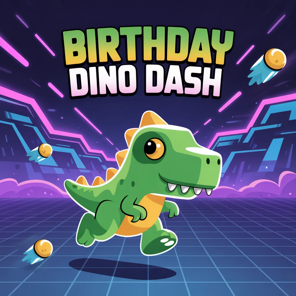 Cover image of Birthday Dino Dash: Free Online Adventure Game