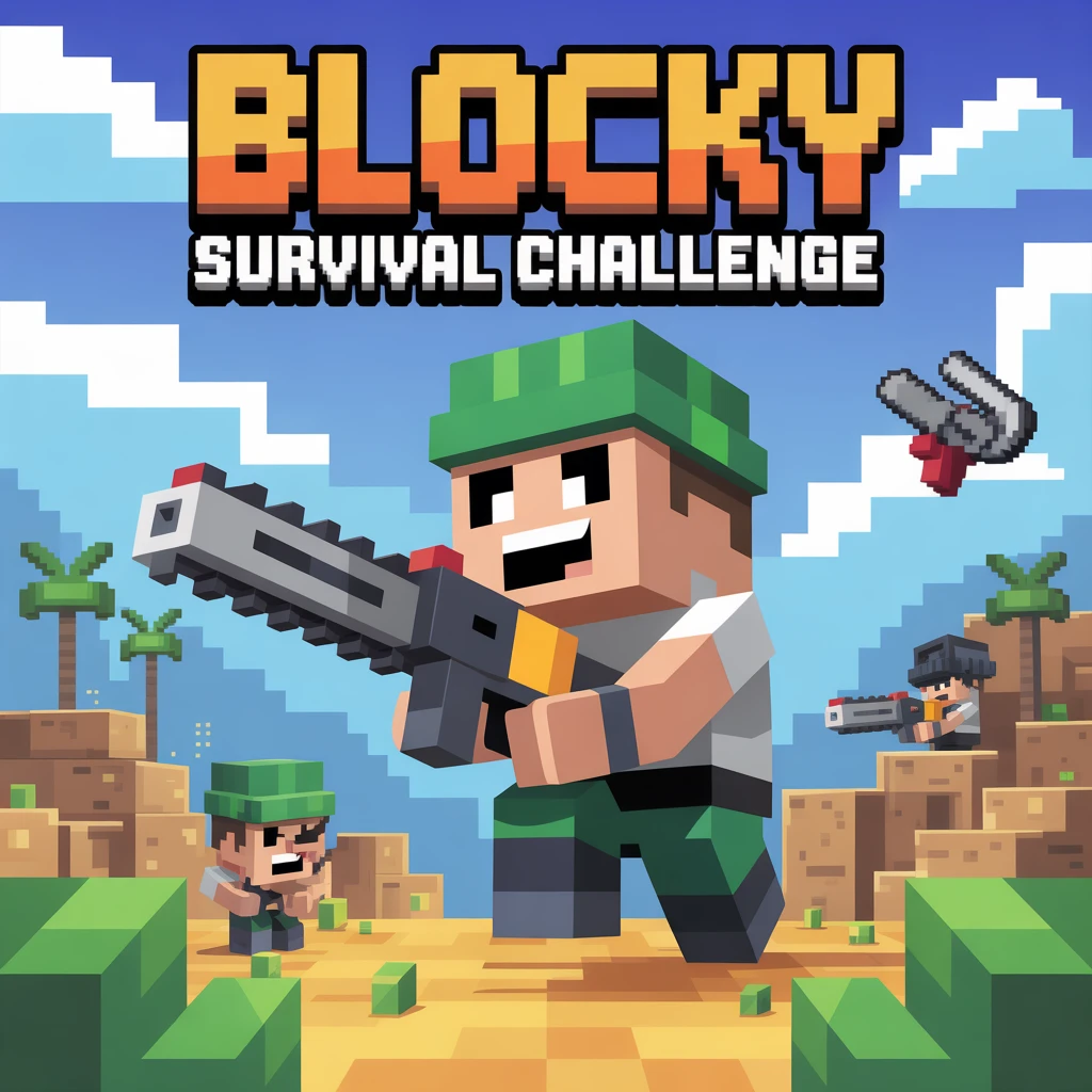 Cover image of Blocky Survival Challenge: Free Online Shooting Combat Adventure