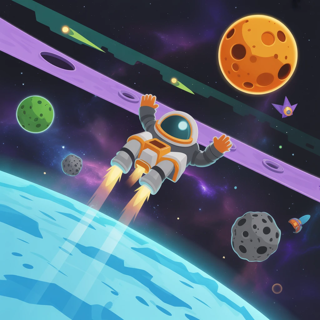 Cover image of Bounce Through the Cosmos: An Exciting Online Space Adventure Game