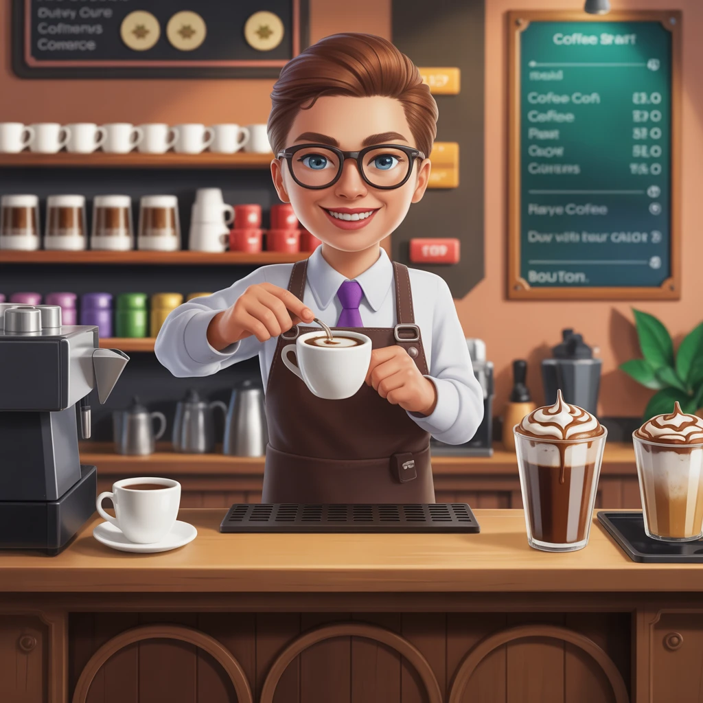 Cover image of Brew Your Fortune: The Ultimate Free Coffee Business Tycoon Online Game