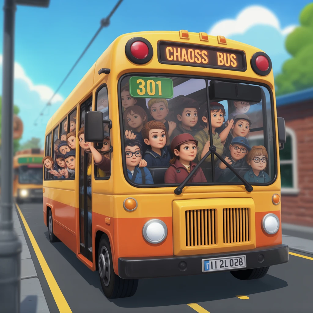Cover image of Chaos on the Overloaded Bus: A Thrilling Online Adventure