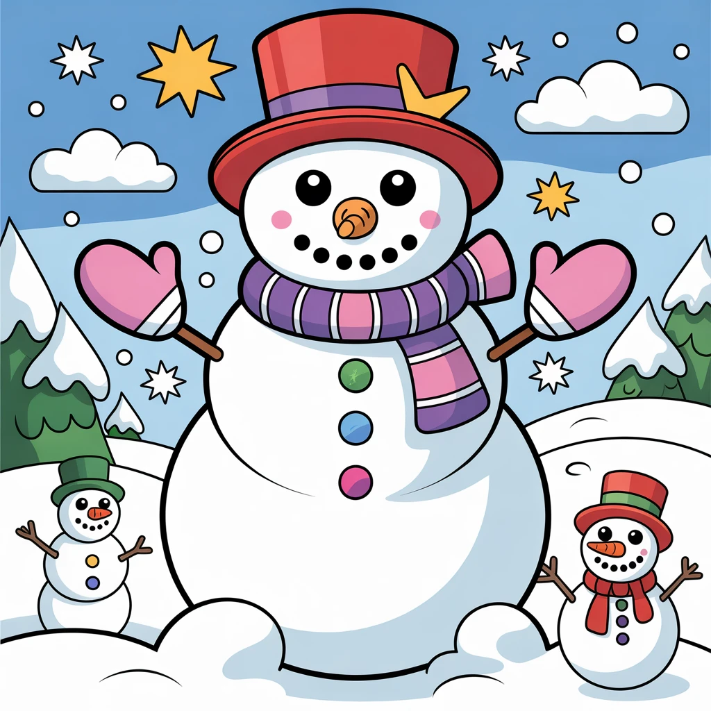 Cover image of Cheerful Snowman Coloring Adventure - Free Online Game