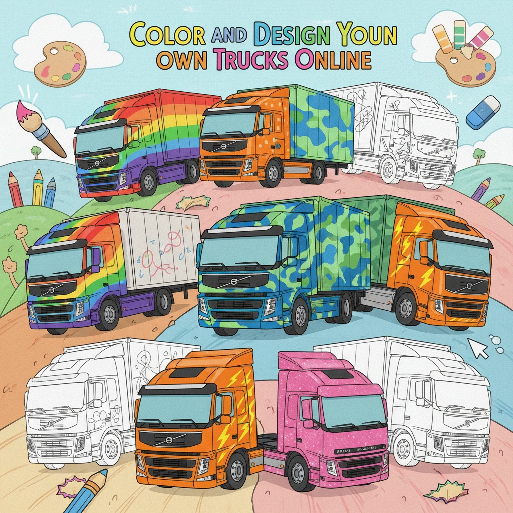 Cover image of Color and Design Your Own Volvo Trucks Online: A Free Browser Game