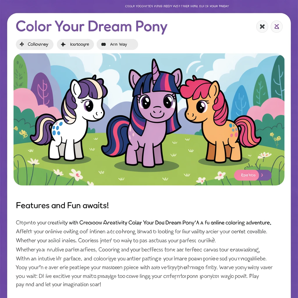 Cover image of Color Your Dream Pony: A Fun Online Coloring Adventure