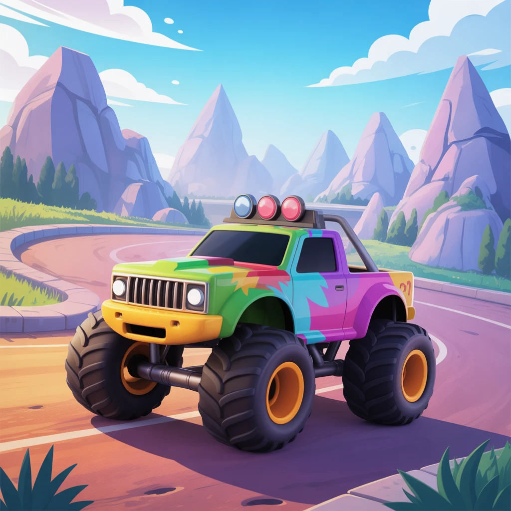 Cover image of Color Your Fun with BTS Monster Truck Adventure - Play Now for Free!