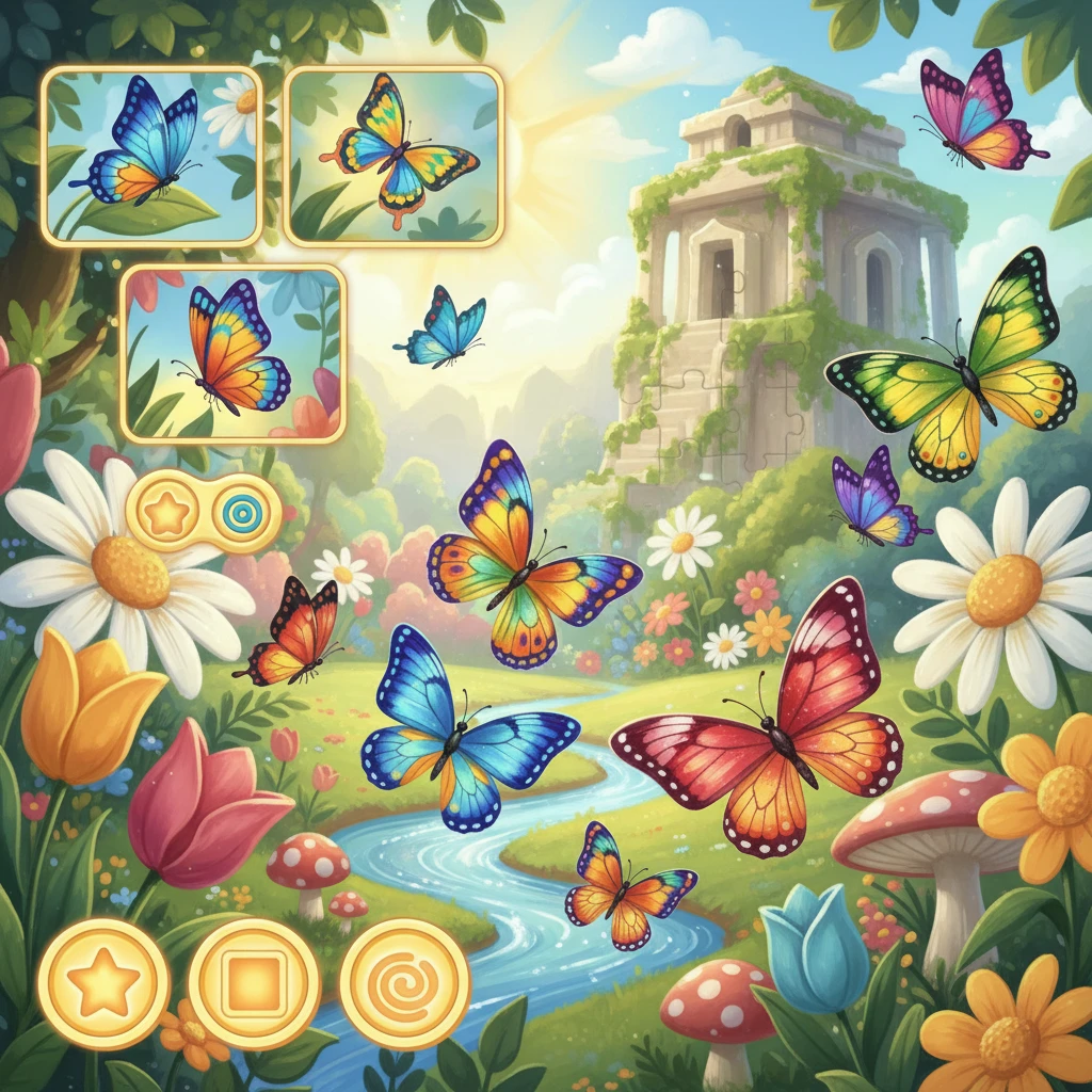 Cover image of Colorful Butterfly Adventure: A Fun Online Sliding Game