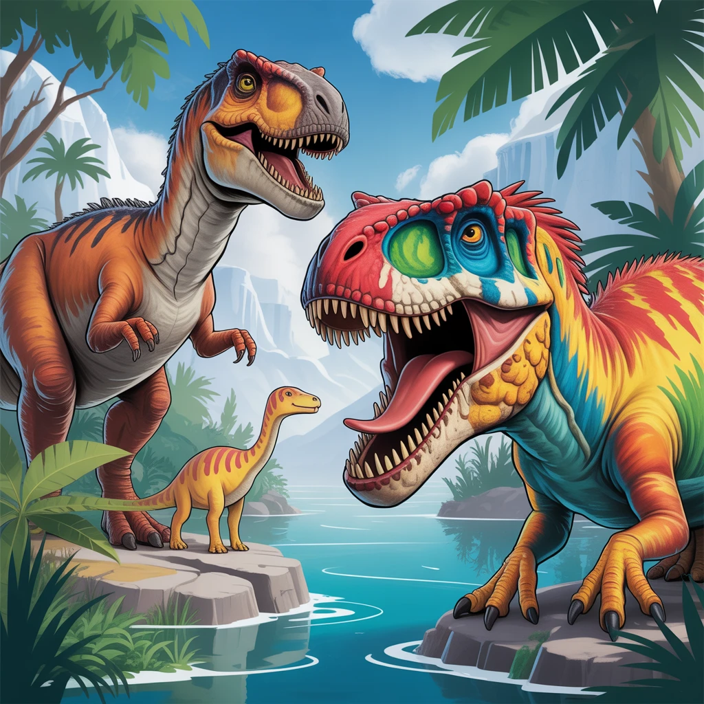 Cover image of Colorful Ice Age Dinosaurs: Free Online Coloring Adventure
