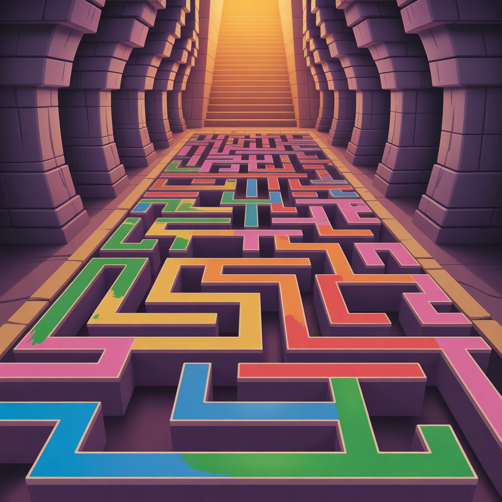Cover image of Colorful Tomb Adventure: Navigate the Maze Online Game