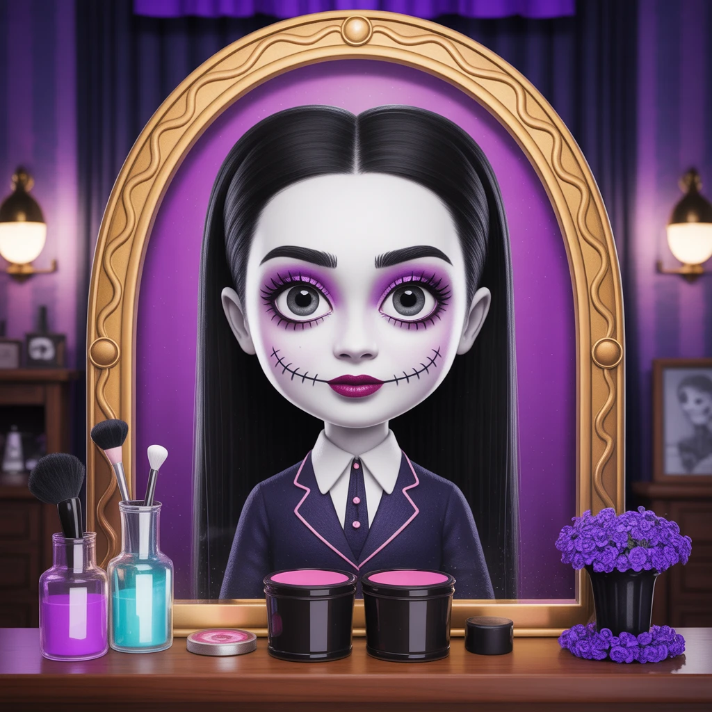 Cover image of Create Spooky Styles at Wednesday Addams' Free Online Beauty Salon