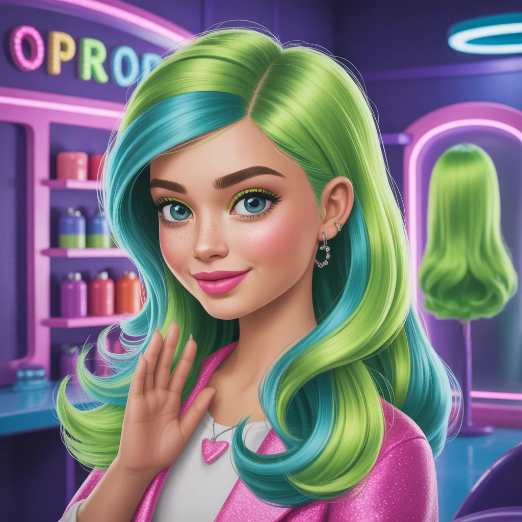 Cover image of Create Stunning Neon Spring Hairstyles for Your Princess in This Free Online Game!