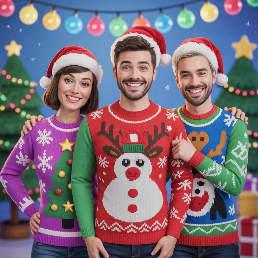 Cover image of Create Your Own Fun Ugly Christmas Sweater Online Game