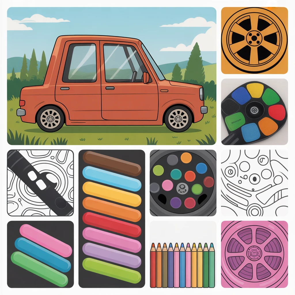 Cover image of Creative Car Parts: Free Online Coloring Adventure