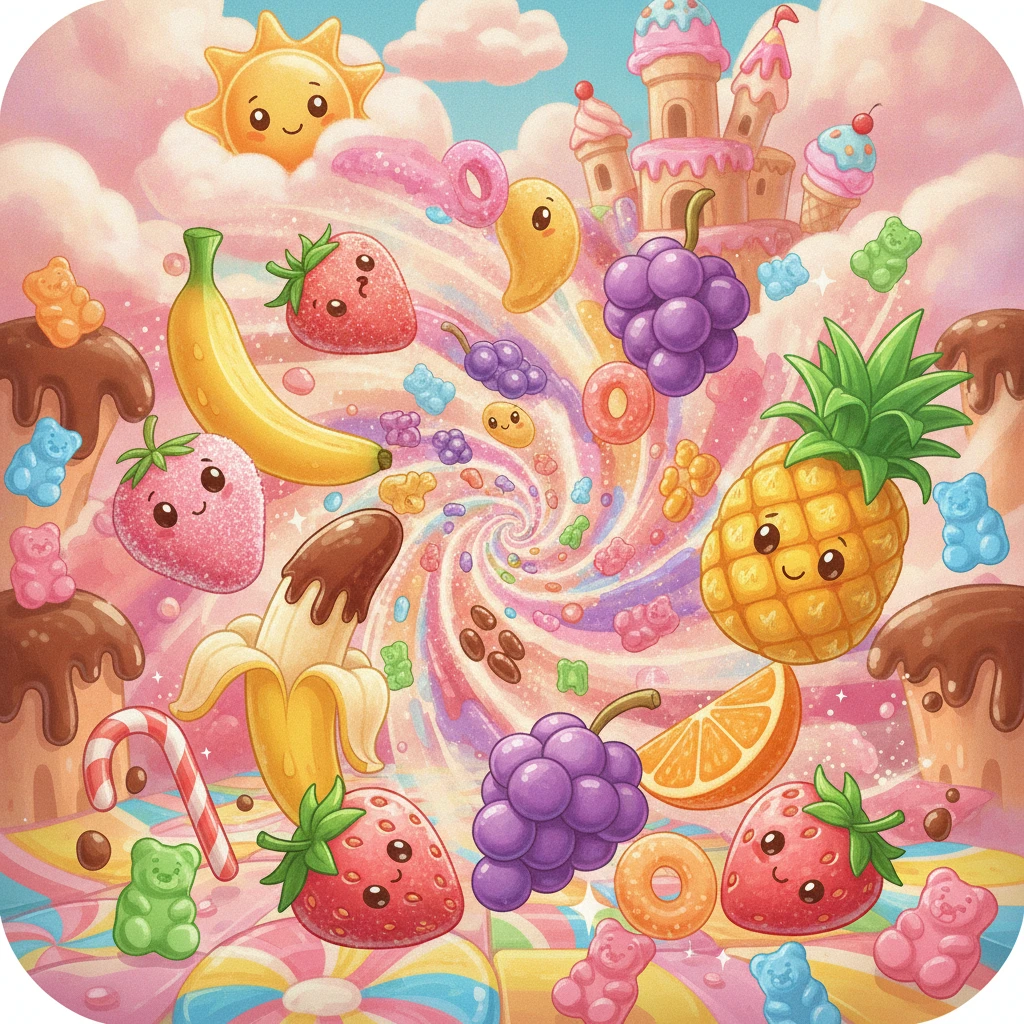 Cover image of Delicious Candy Fruit Adventure - Free Online Game