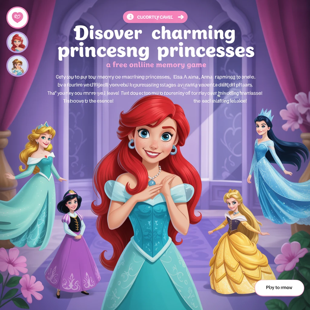 Cover image of Discover Charming Princesses: A Free Online Memory Game