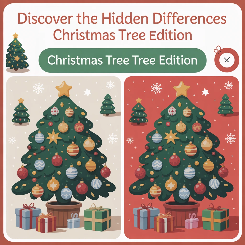 Cover image of Discover the Hidden Differences: Christmas Tree Edition - Free Online Game