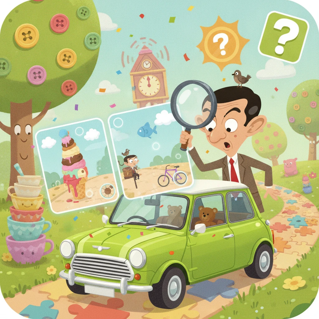 Cover image of Discover the Hidden Differences in Mr. Bean's Car Adventure - Play Free Online Now!