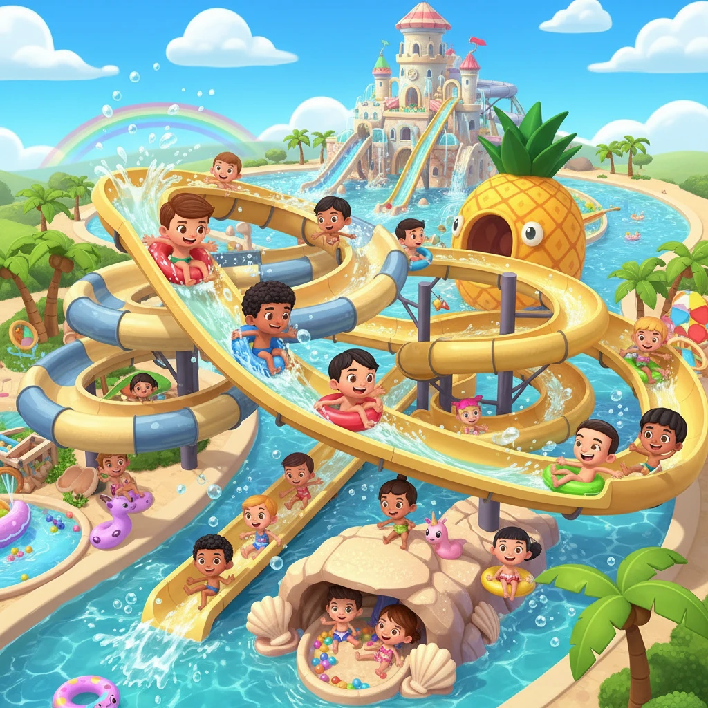 Cover image of Dive into Fun: Free Online Aquapark Adventure Game