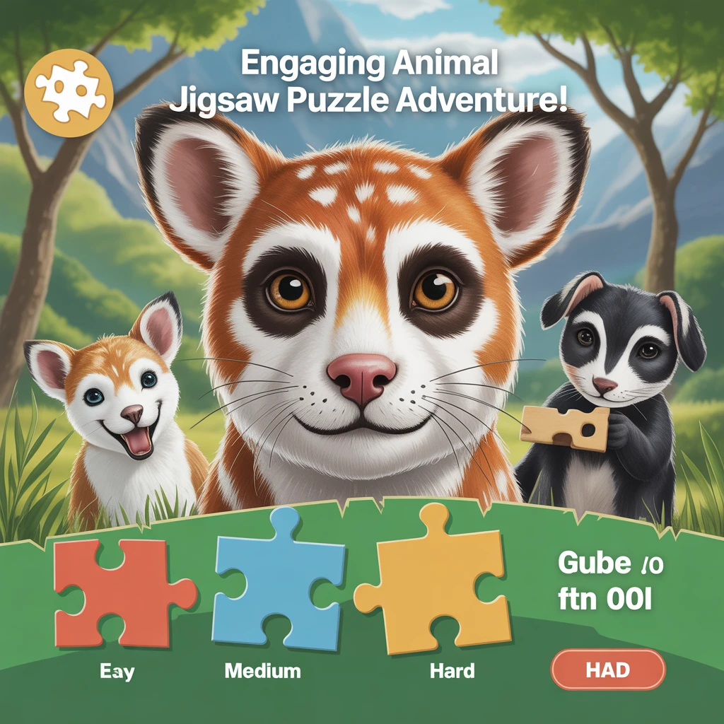 Cover image of Engaging Animal Jigsaw Puzzle Adventure