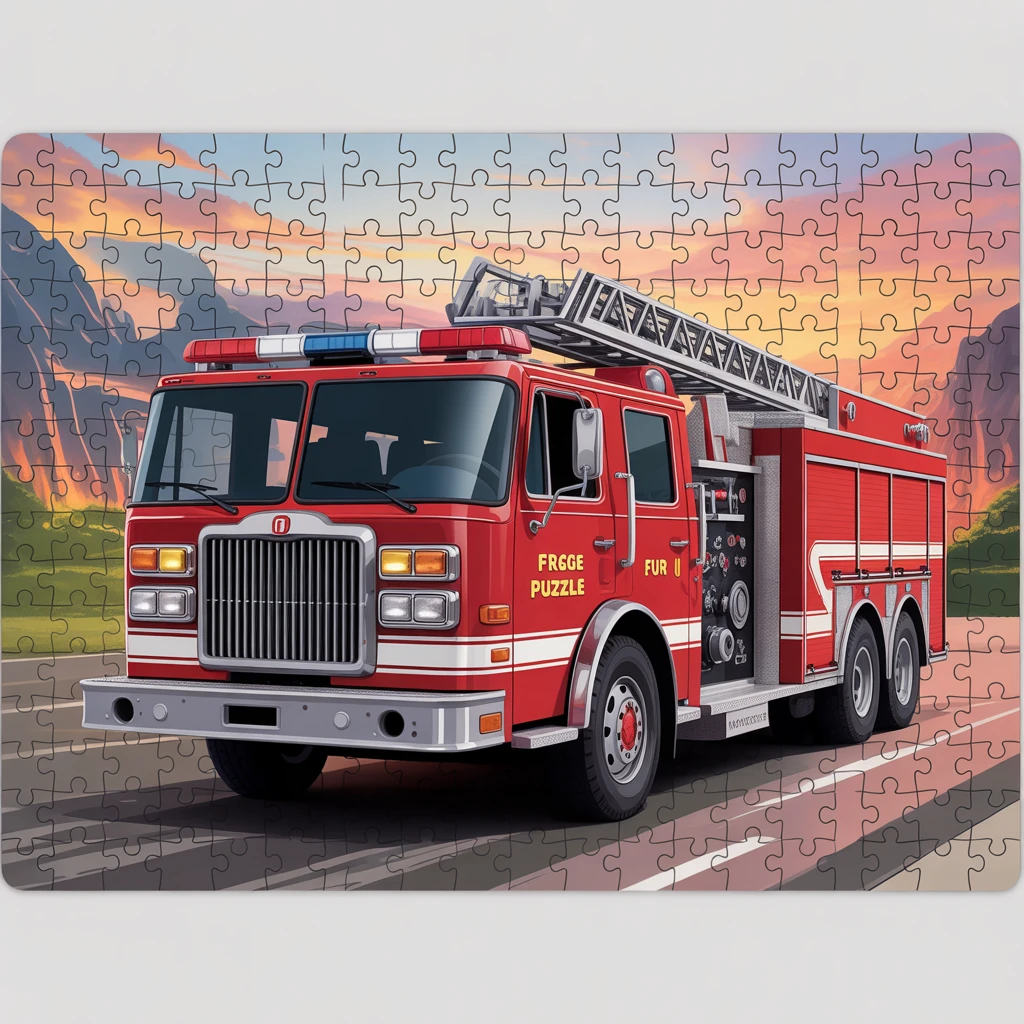 Cover image of Engaging Fire Truck Jigsaw Puzzle - Free Online Game