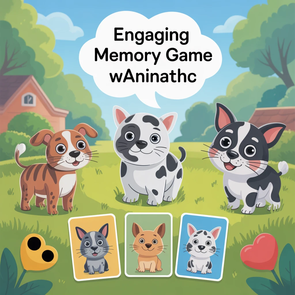 Cover image of Engaging Memory Game with Domestic Animals - Play Online for Free!