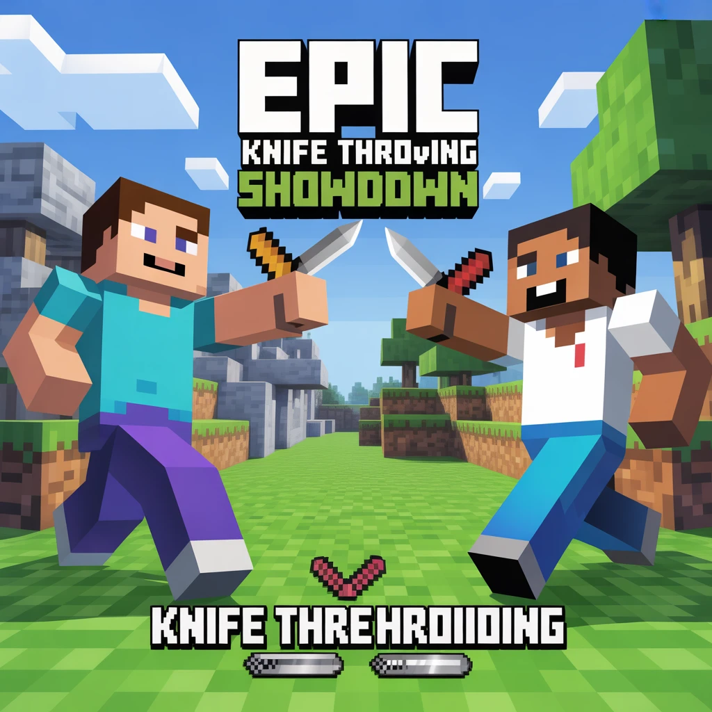 Cover image of Epic Knife Throwing Showdown: Noobs vs Pros in Minecraft!