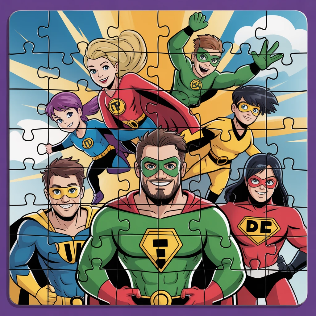 Cover image of Epic Superhero Family Jigsaw Puzzle Adventure
