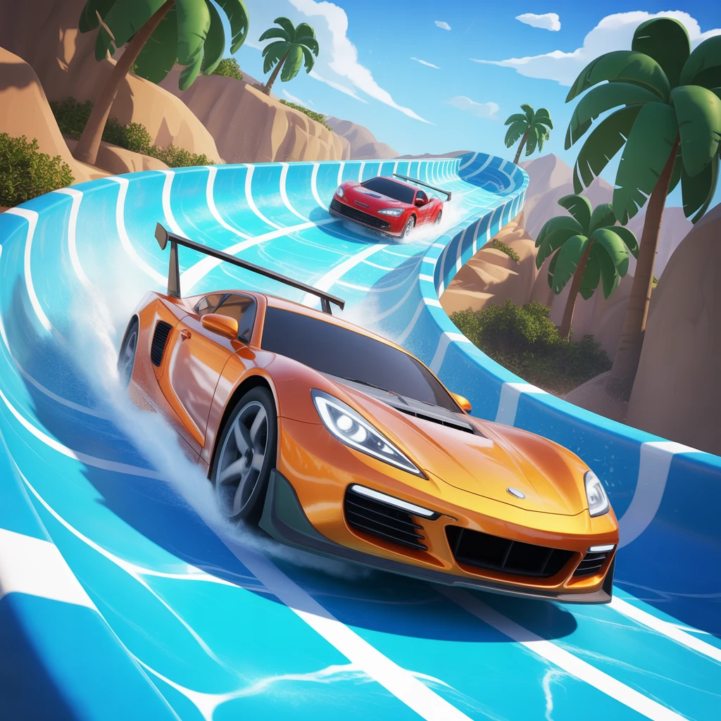 Cover image of Exciting Water Slide Racing: Free Online Cars Game