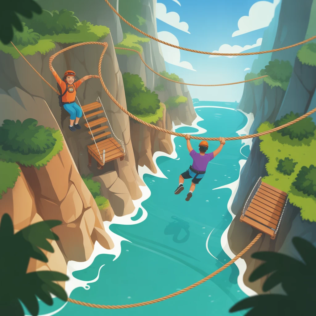 Cover image of Exciting Zipline Challenge: Navigate Your Way to Victory in This Free Online Puzzle Game!