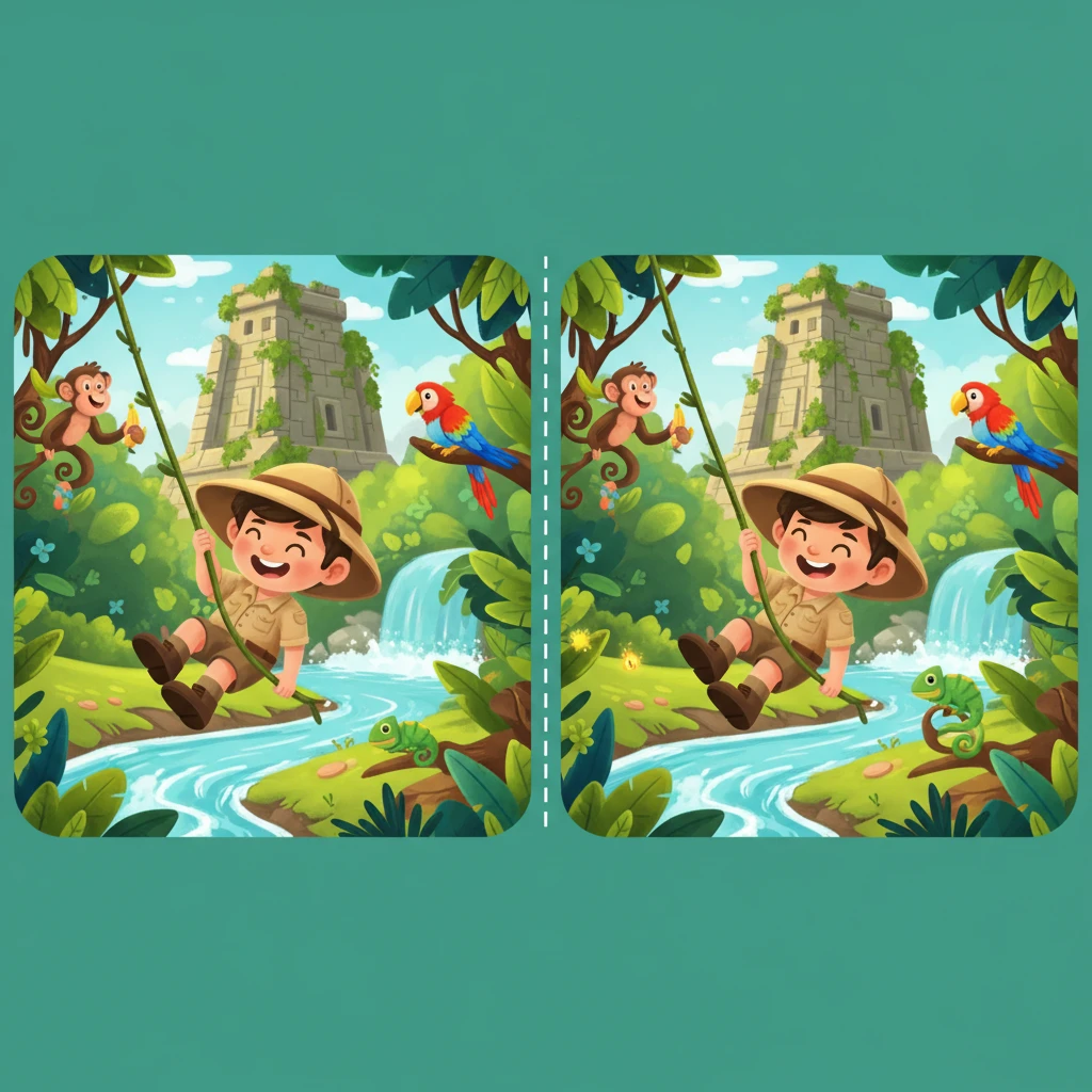 Cover image of Explore the Secrets: Find 5 Hidden Differences in the Jungle Adventure
