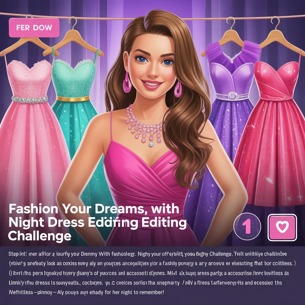 Cover image of Fashion Your Dreams: Night Dress Editing Challenge - Play Free Online Game!