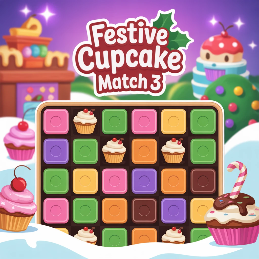 Cover image of Festive Cupcake Match 3: A Sweet Online Challenge