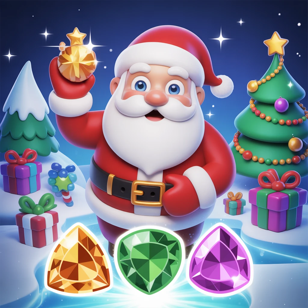 Cover image of Festive Jewels: Online Game with Santa Claus Adventure