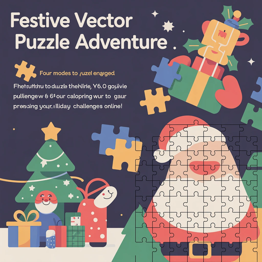 Cover image of Festive Vector Puzzle Adventure: Solve Holiday Challenges Online