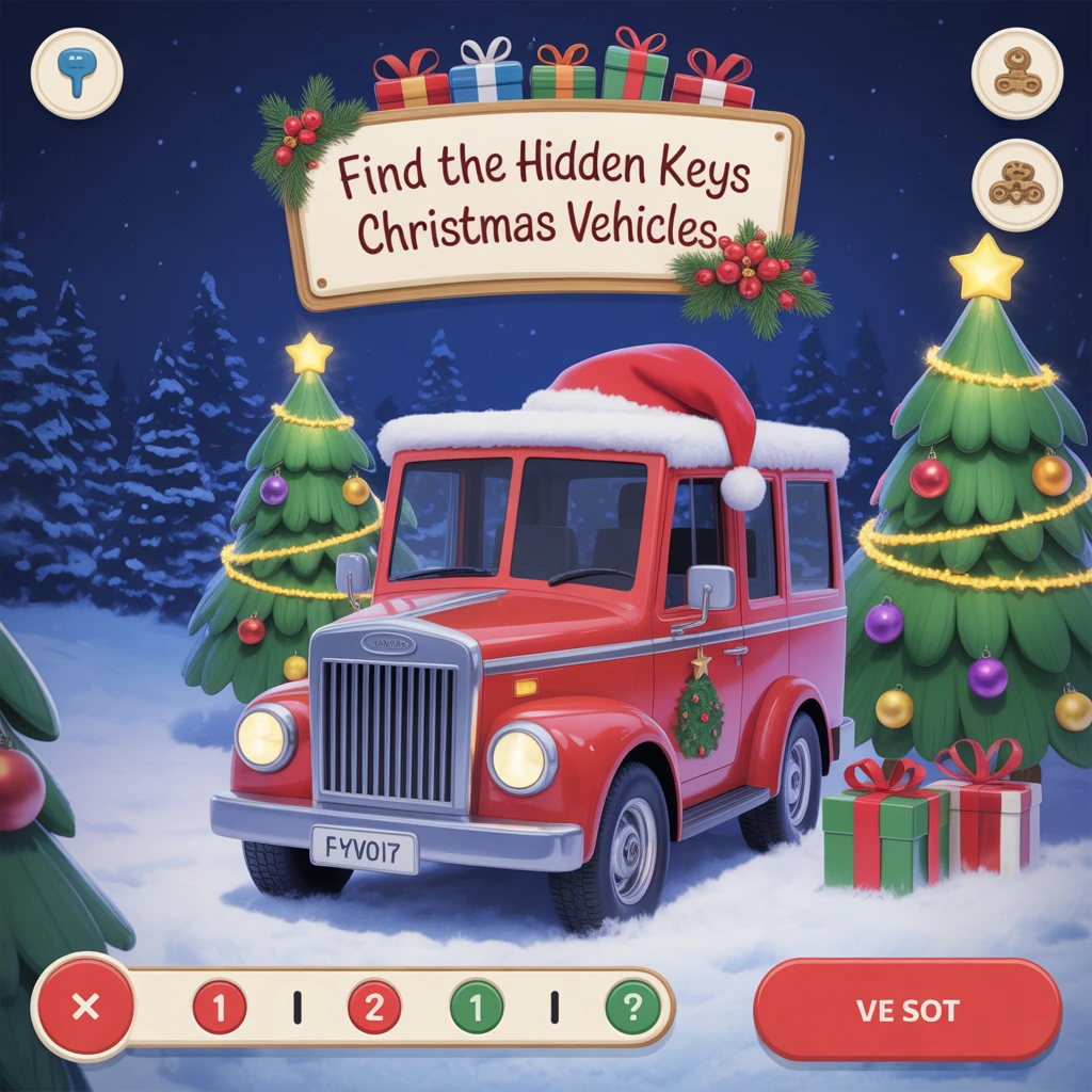 Cover image of Find the Hidden Keys in Christmas Vehicles - Free Online Browser Game!
