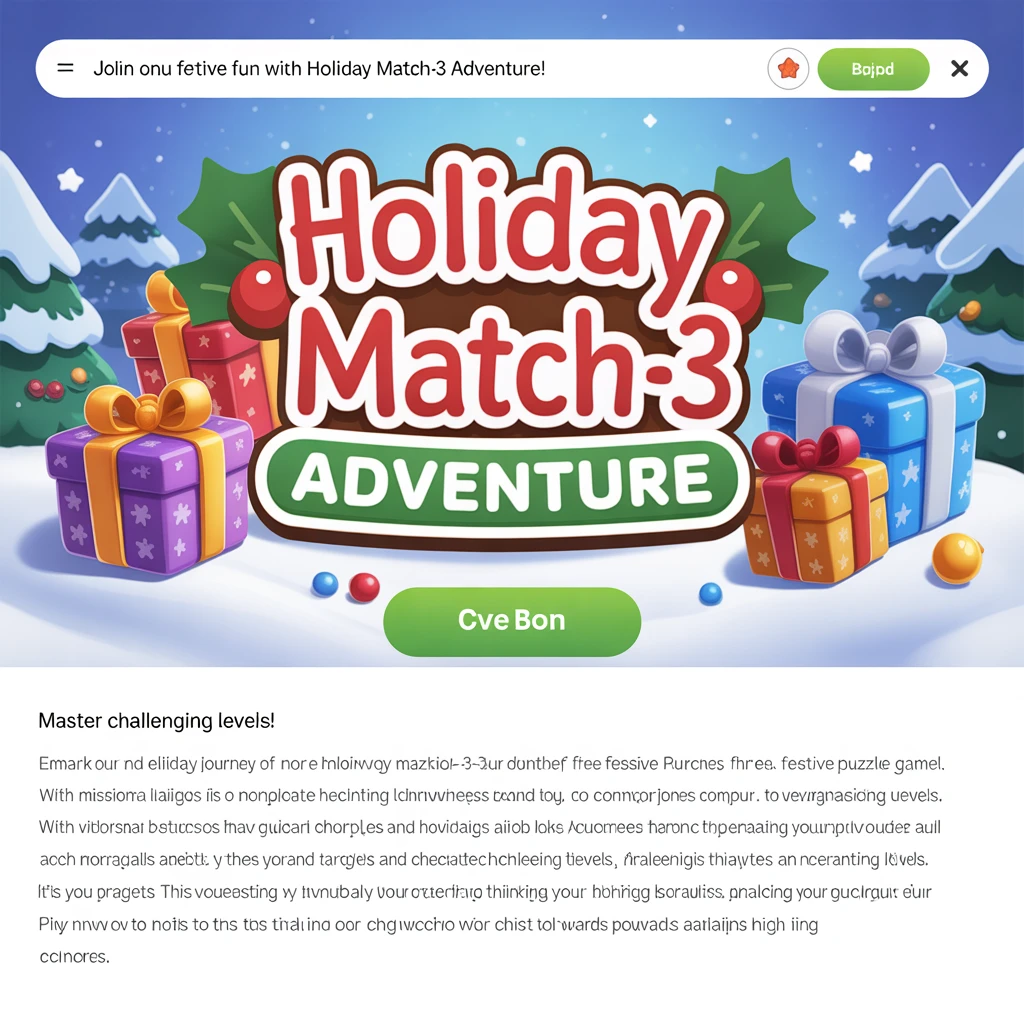 Cover image of Holiday Match-3 Adventure: Free Online Festive Puzzle Game