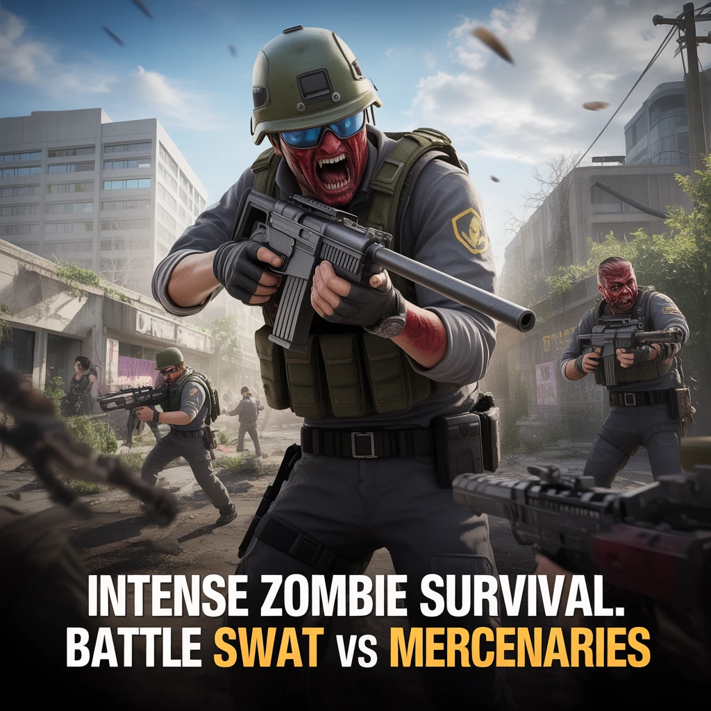 Cover image of Intense Zombie Survival: Battle SWAT vs Mercenaries Online Game