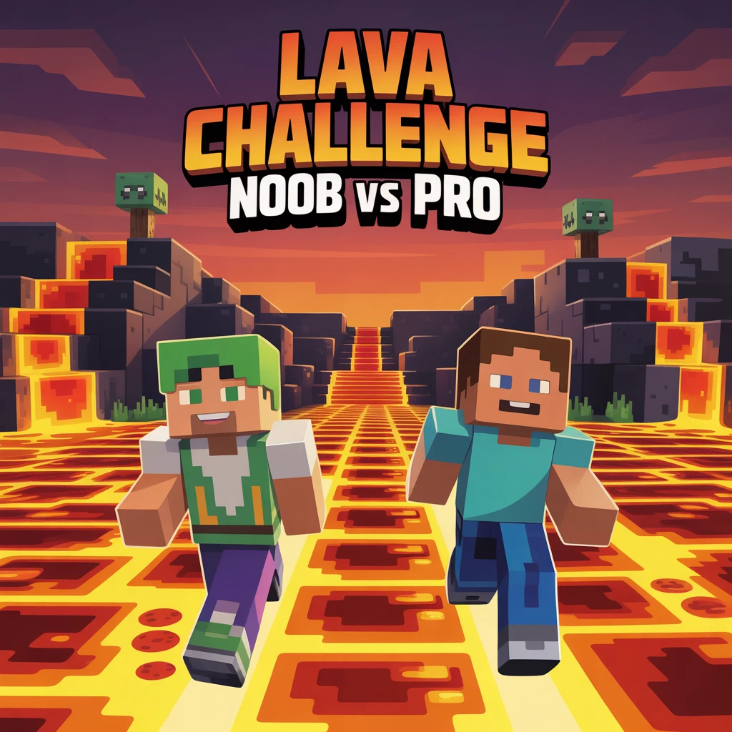 Cover image of Lava Challenge: Noob vs Pro in Minecraft - Play Free Online Game!