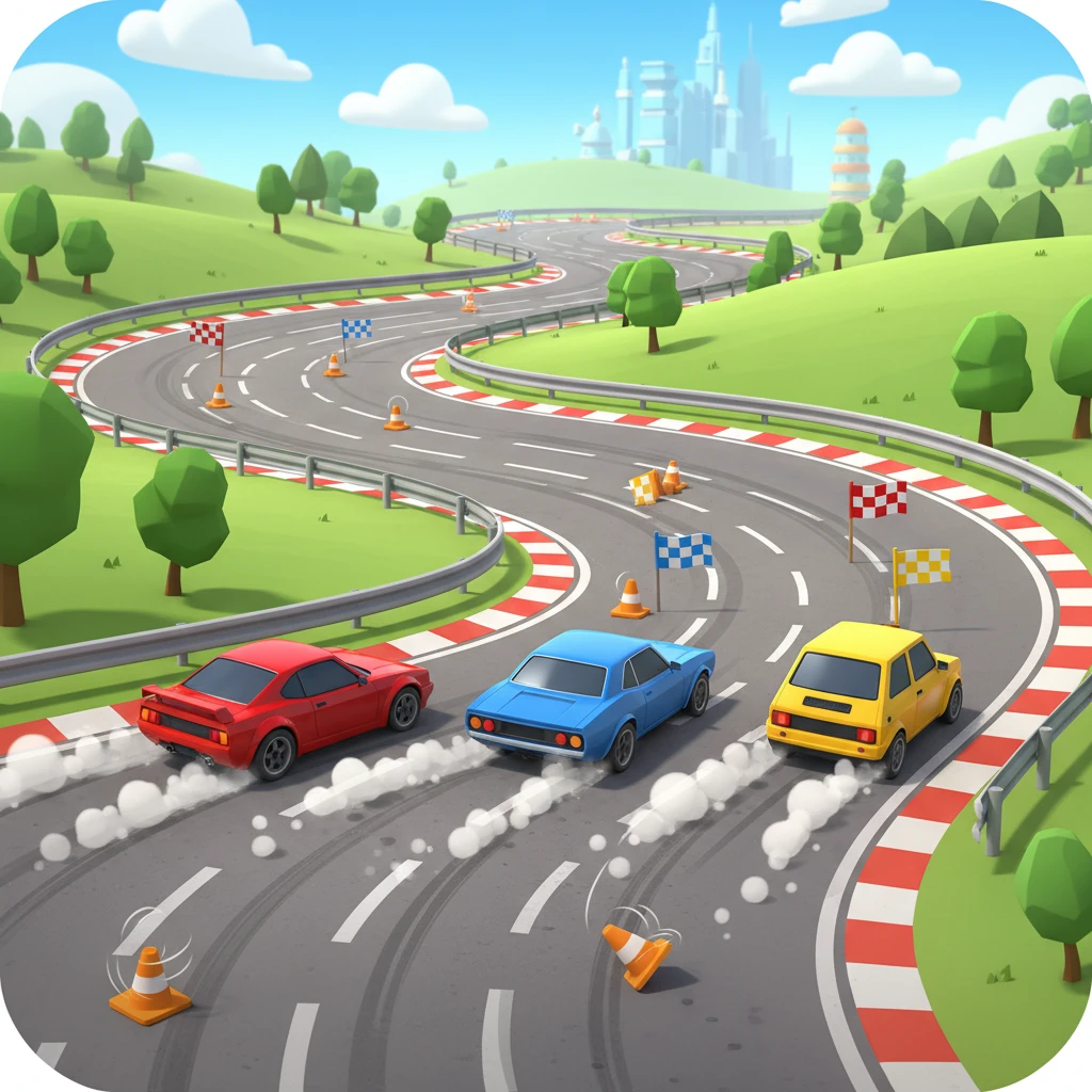 Cover image of Mastering the Drift: Three Cars Challenge - Free Online Game
