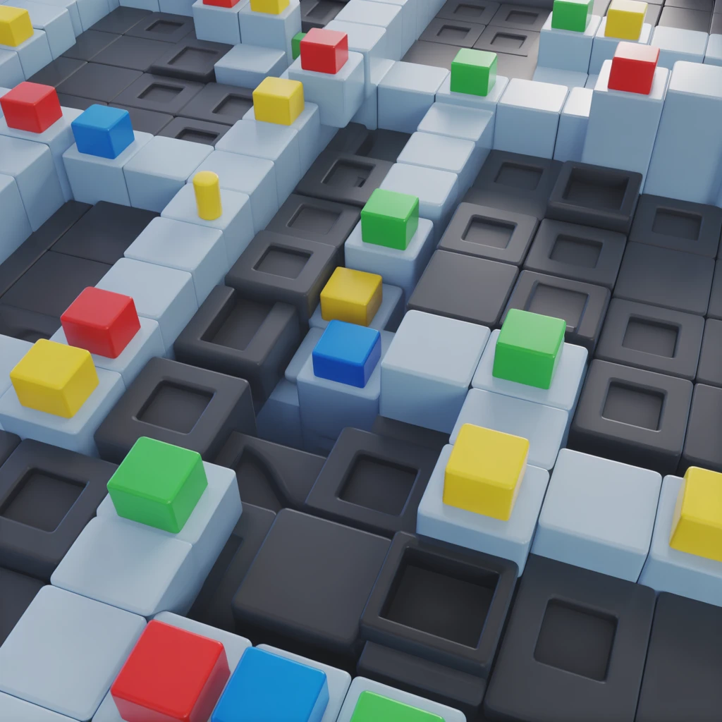 Cover image of Move the Colorful Boxes in 3D - Free Online Game Adventure