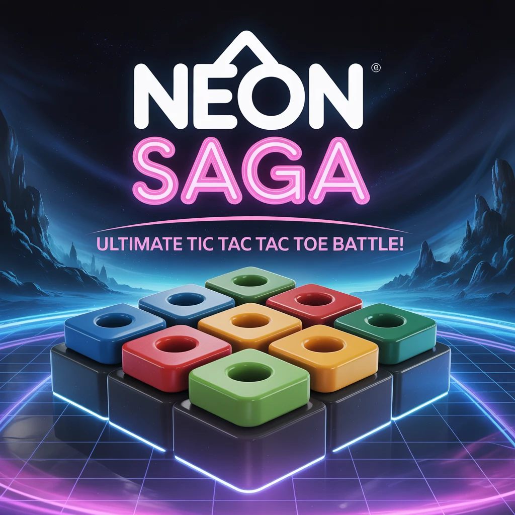 Cover image of Neon Saga: Ultimate Tic Tac Toe Battle - 69 Levels of Challenge!