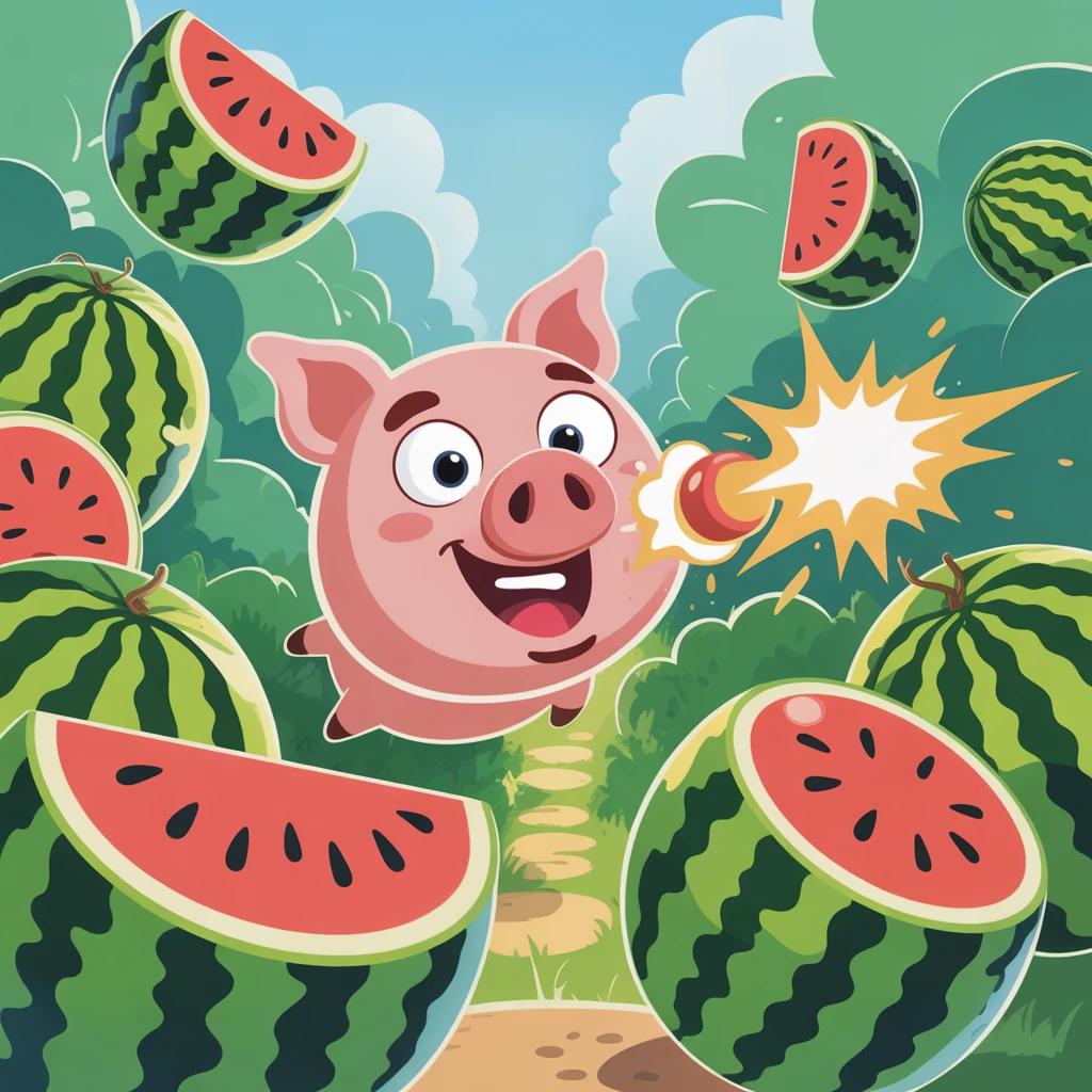 Cover image of Piggy's Watermelon Adventure: A Fun Online Game!