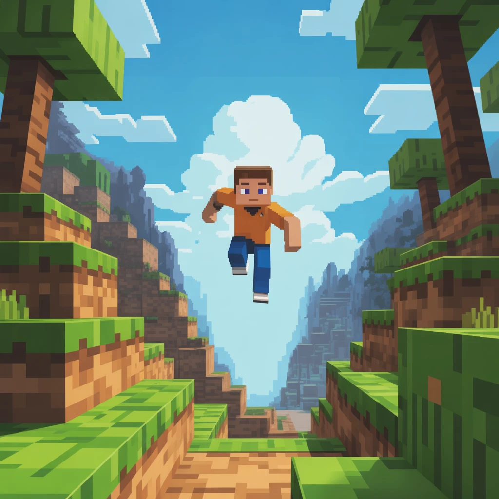 Cover image of Pixelated Parkour Adventure: Conquer the Minecraft Challenge!