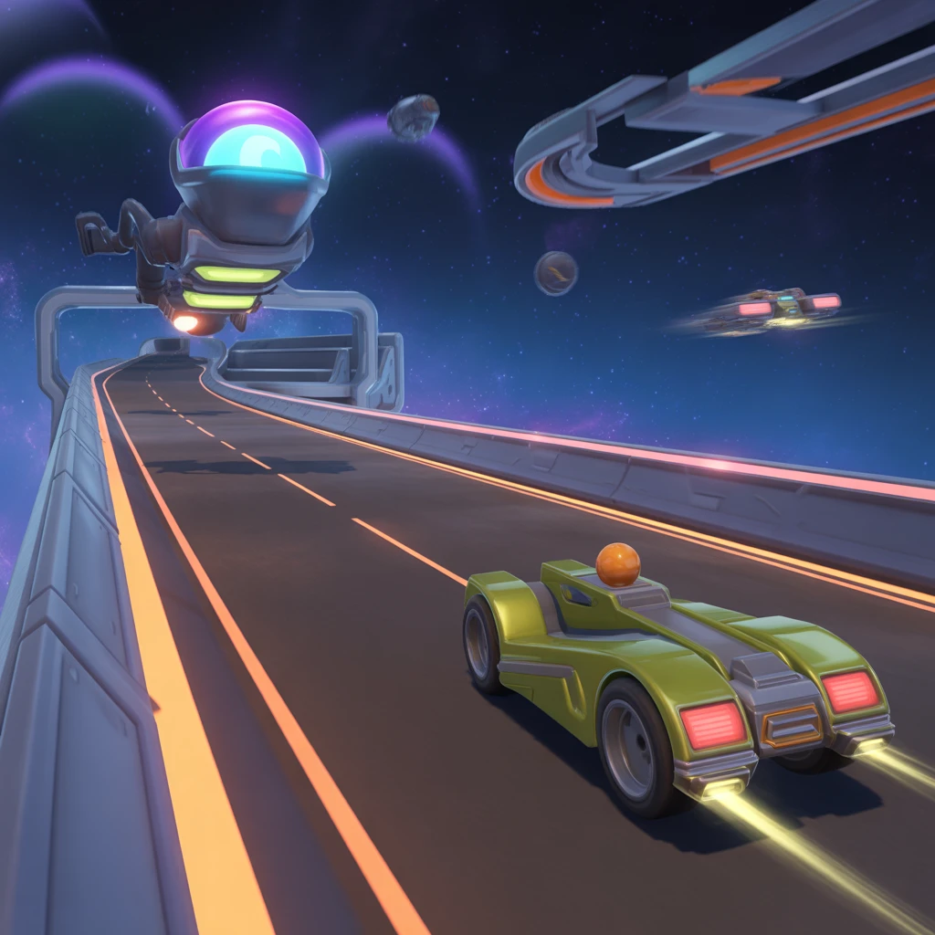 Cover image of Ride the Cosmic Cruiser: Free Space Bike Adventure Online