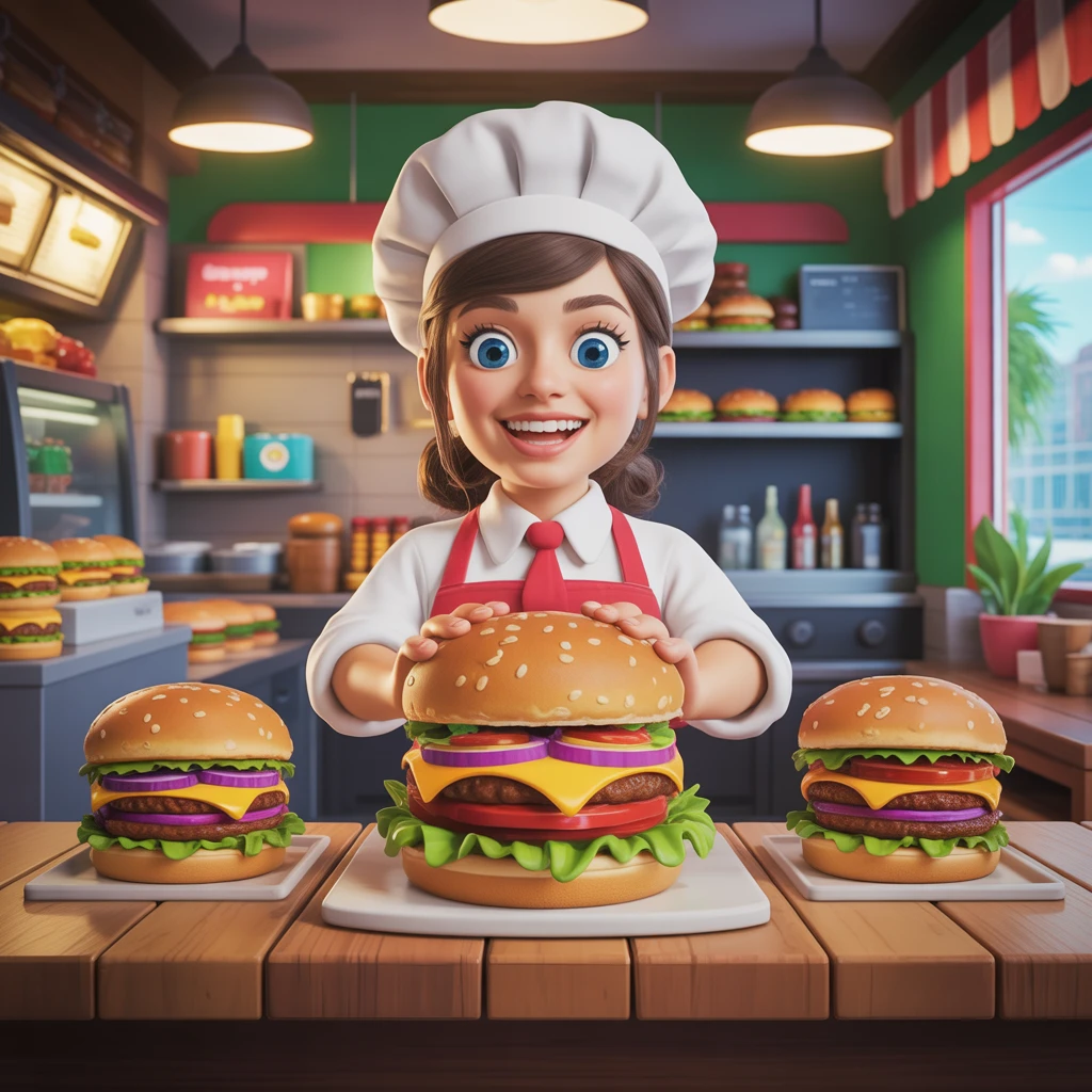 Cover image of Savory Burger Rush: Build Your Dream Restaurant Online!
