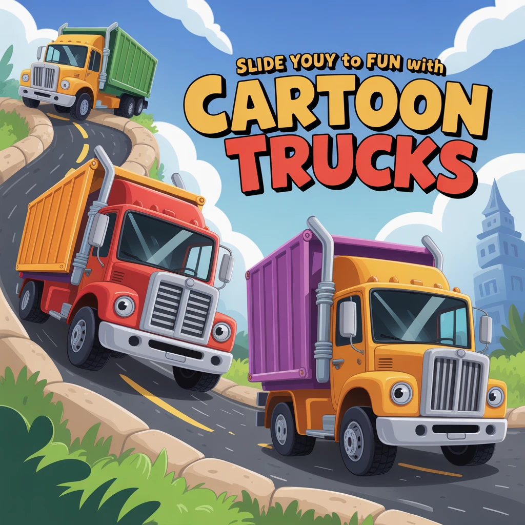 Cover image of Slide Your Way to Fun with Cartoon Trucks - A Free Online Game!