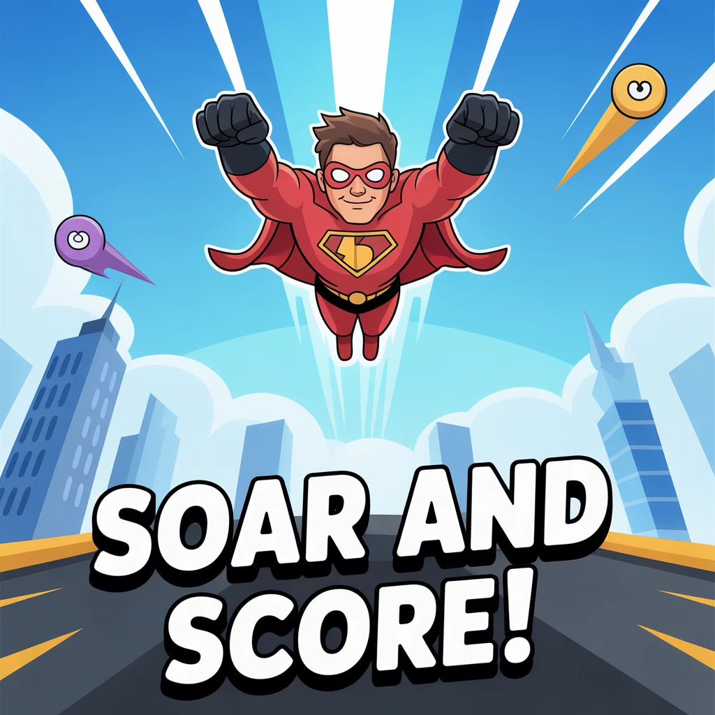 Cover image of Soar and Score: The Ultimate Free Flappy Superhero Challenge