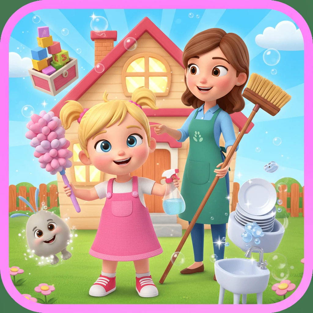 Cover image of Sparkling Fun: Join Baby Hazel in Her Cleaning Adventure!