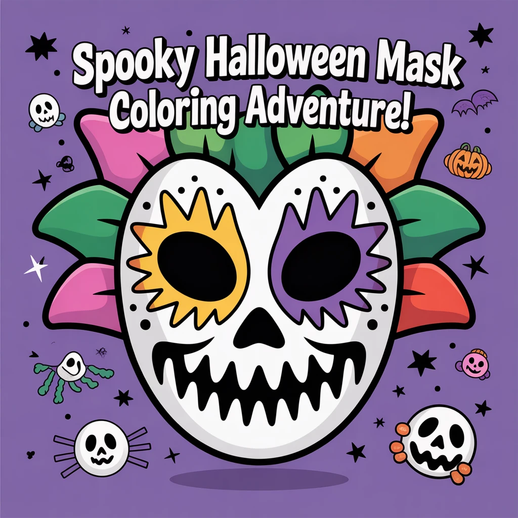 Cover image of Spooky Halloween Mask Coloring Adventure - Free Online Game